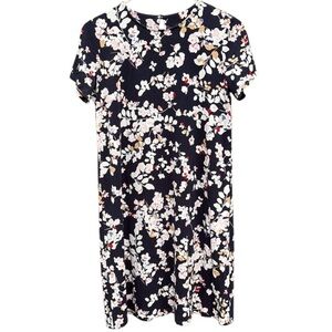 EUC J. Jill Wearever Collection Navy Floral Dress Generous XS